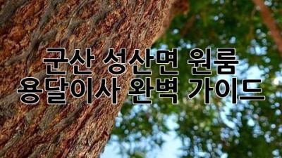군산 성산면 원룸 용달이사 완벽 가이드
